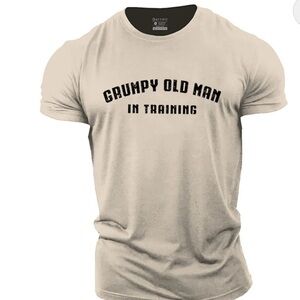 Grumpy Old Man In Training Beige Men’s T-Shirt – Size L – Cotton